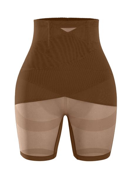 Women's Solid Sheer High Waist Shapewear Shorts, Basic High Stretch Tummy Control Shaper, Ladies Shapewear Bottoms for Daily Wear