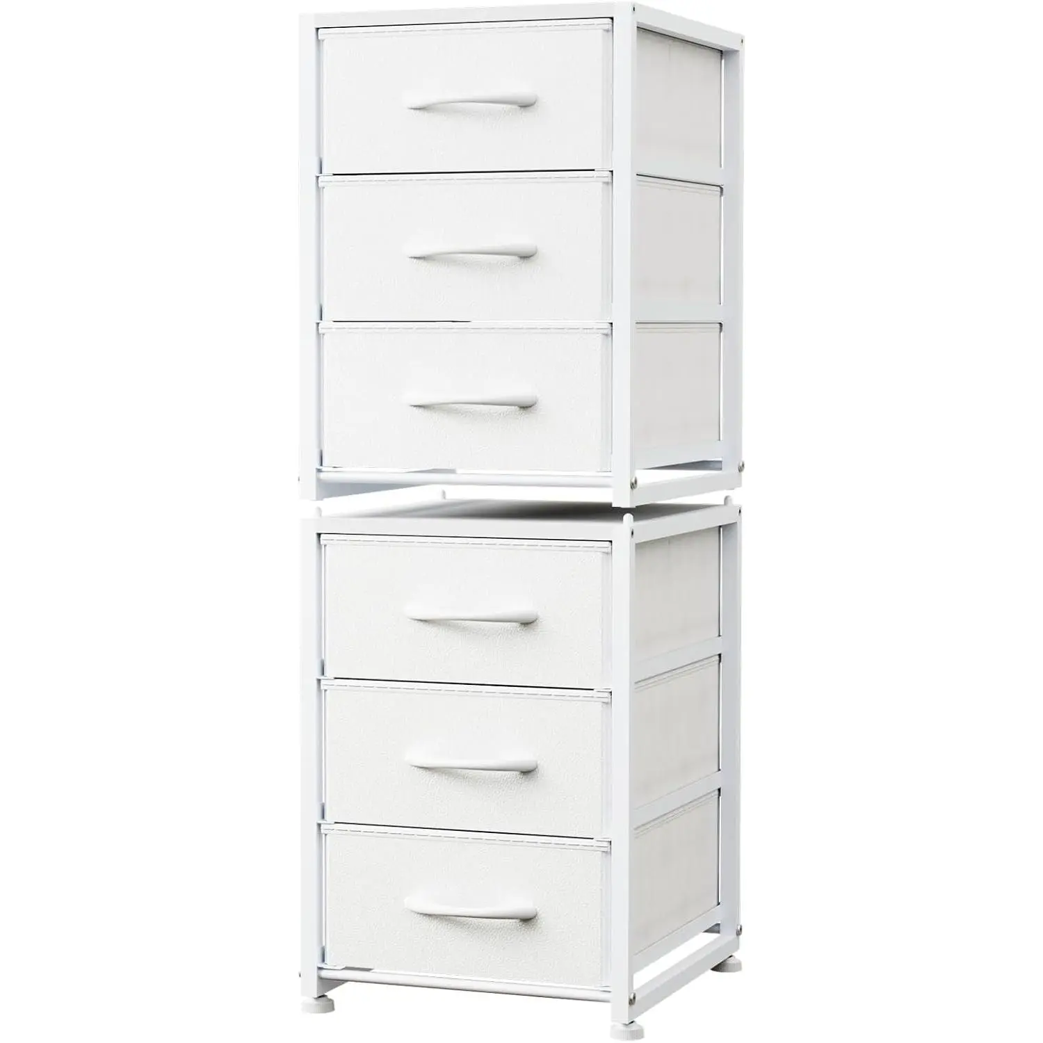 2-Pack Stackable 3-Tier Storage Drawers (6 Drawers Total), Small Dresser for Closet, Narrow Fabric Dresser with Wooden Top & Metal Frame, Freestanding Closet Organizer Tower for Bedroom, Living Room
