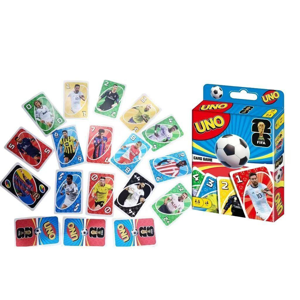 Soccer Star UNO Cards - 108pcs Football Player Themed Family Card Game for Kids & Adults, Fun Party & Travel Toy