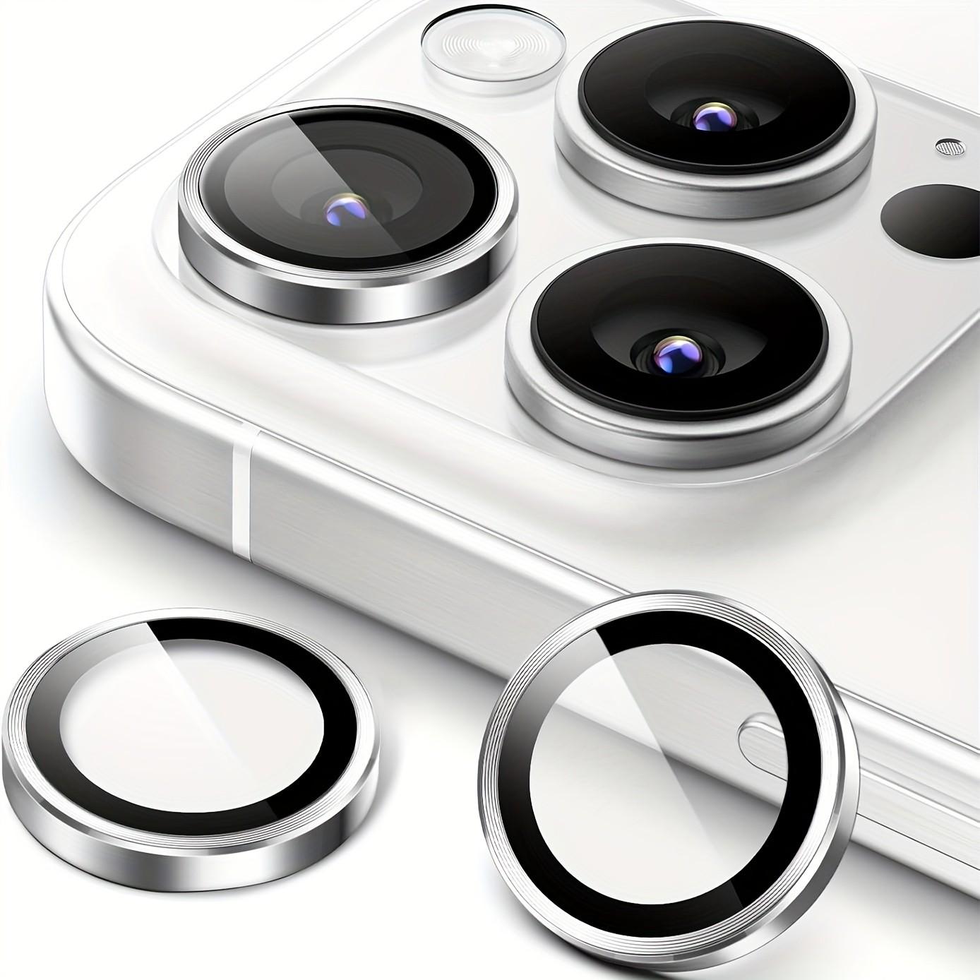 3-Pack Camera Lens Protector for iPhone 17 Pro Max/16 Pro Max/16 Pro/16 Plus/15/14/13/12/11, Strong Adsorption 9H Hardness Tempered Glass Camera Screen Protector Individual Metal Ring Cover, Case Friendly, Anti-scratch