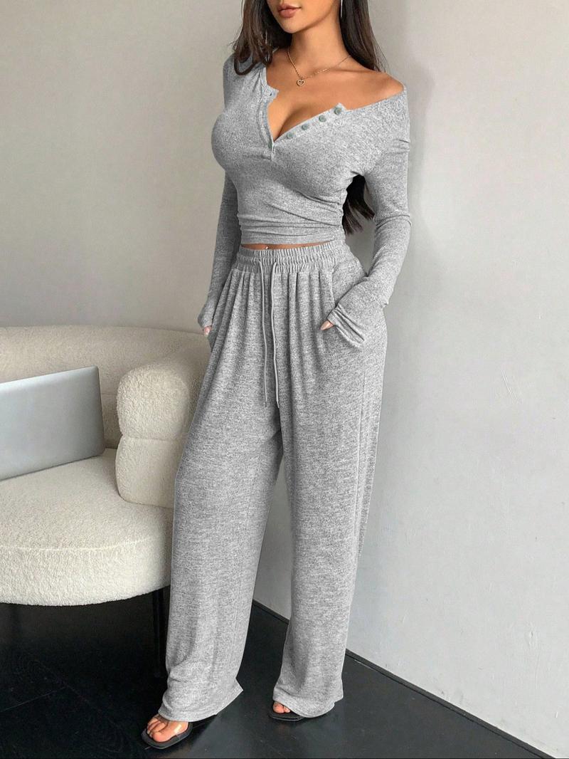 Women's Casual Fall Winter co ord set, Soft Elastic Fabric, Fashionable Two-Piece Sleepwear, Indoor Outdoor Wear, Comfortable Home Clothes Women's Casual Fall Winter co ord set, Soft Elastic Fabric, Fashionable Two-Piece Sleepwear, Indoor Outdoor Wear, Comfortable Home Clothes