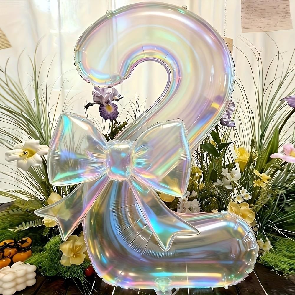 2pcs Large 40 Inch Transparent Rainbow Number Balloons, Party Decor for Graduation, Wedding, Baby Shower, Anniversary, Birthday