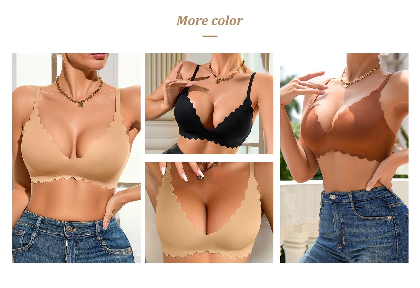 3-Pack Scalloped Edge Bralette Women's Wireless Bra Soft Comfortable Spaghetti Straps Adjustable Casual Everyday Feminine Basic Bralette Seamless Garments Elegant Underwear Minimalist