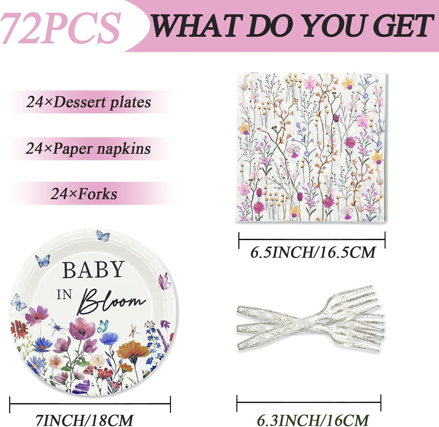 72PCS Happy Birthday Party Tableware Set, Sage Green and Gold Disposable Paper Plates, Napkins and Forks for 24 Guests, Includes 7 Inch Plates, 6.5 Inch Napkins and 6.3 Inch Forks for Birthday Party Decorations