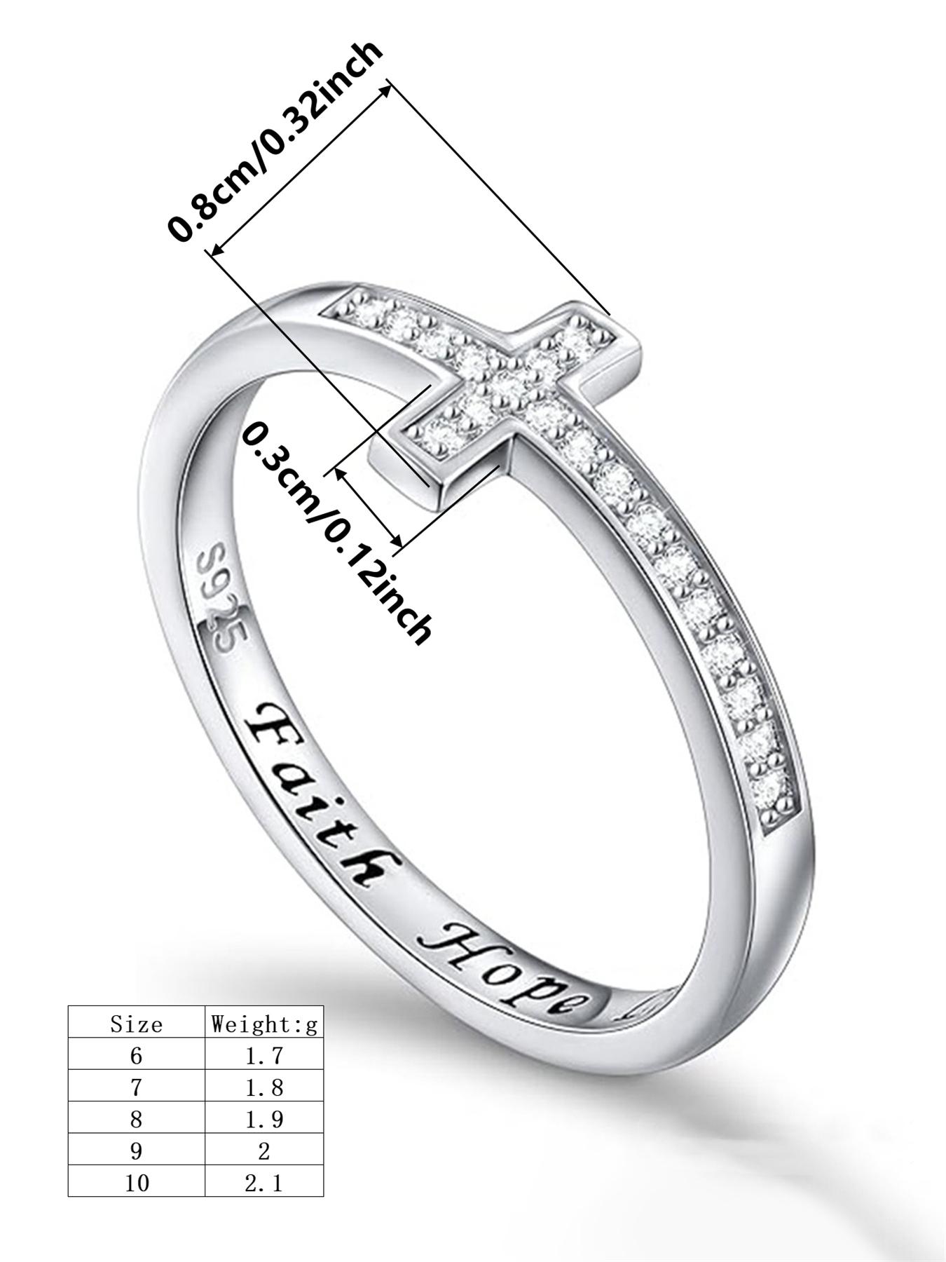 S925 Sterling Silver Fashion Cross Design Ring, Fashion  Silver Engagement Ring for Party, Daily Clothing Decor, Trendy All-match & Exquisite Jewelry for Birthday Gift