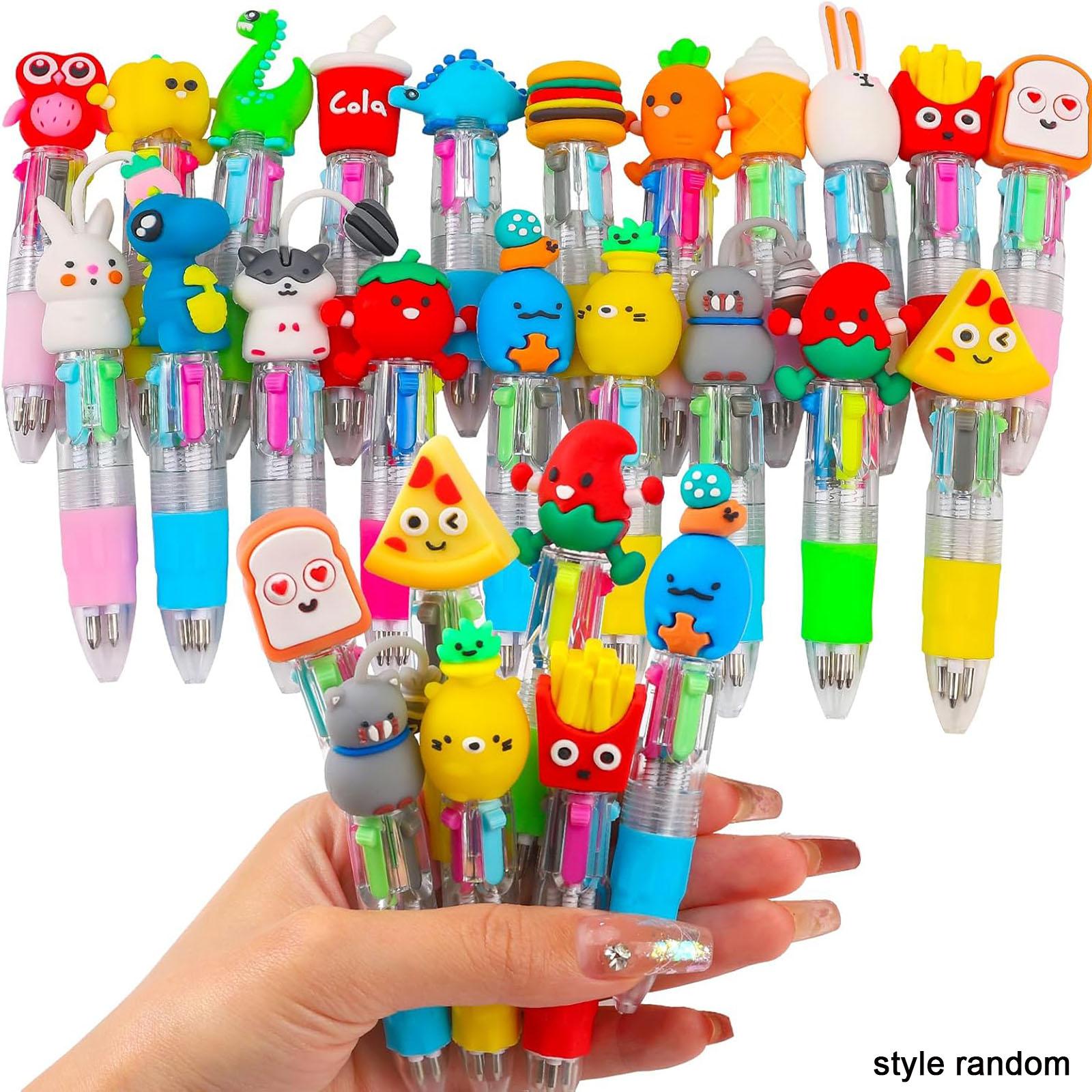 20 Mini Cartoon Multicolor Pens, 4-In-1 Cute Ballpoint Pens, Fun Kawaii Pencils, Kids' Christmas Party Birthday Gifts, Funny Teacher Pens