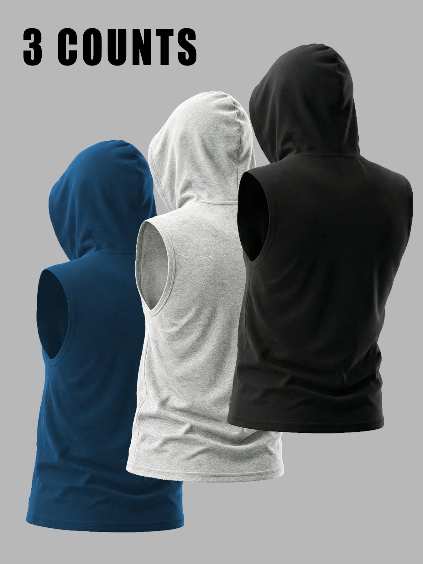 Men's Gym Workout Sleeveless Hooded Tank Top, Muscle Fit Bodybuilding Training Vest, Sleeveless Gym Tops, Sleeveless Hoodie for Weightlifting Gym Daily Wear #springsaledeals2026 #summeroutfits #menfashion #gymwear