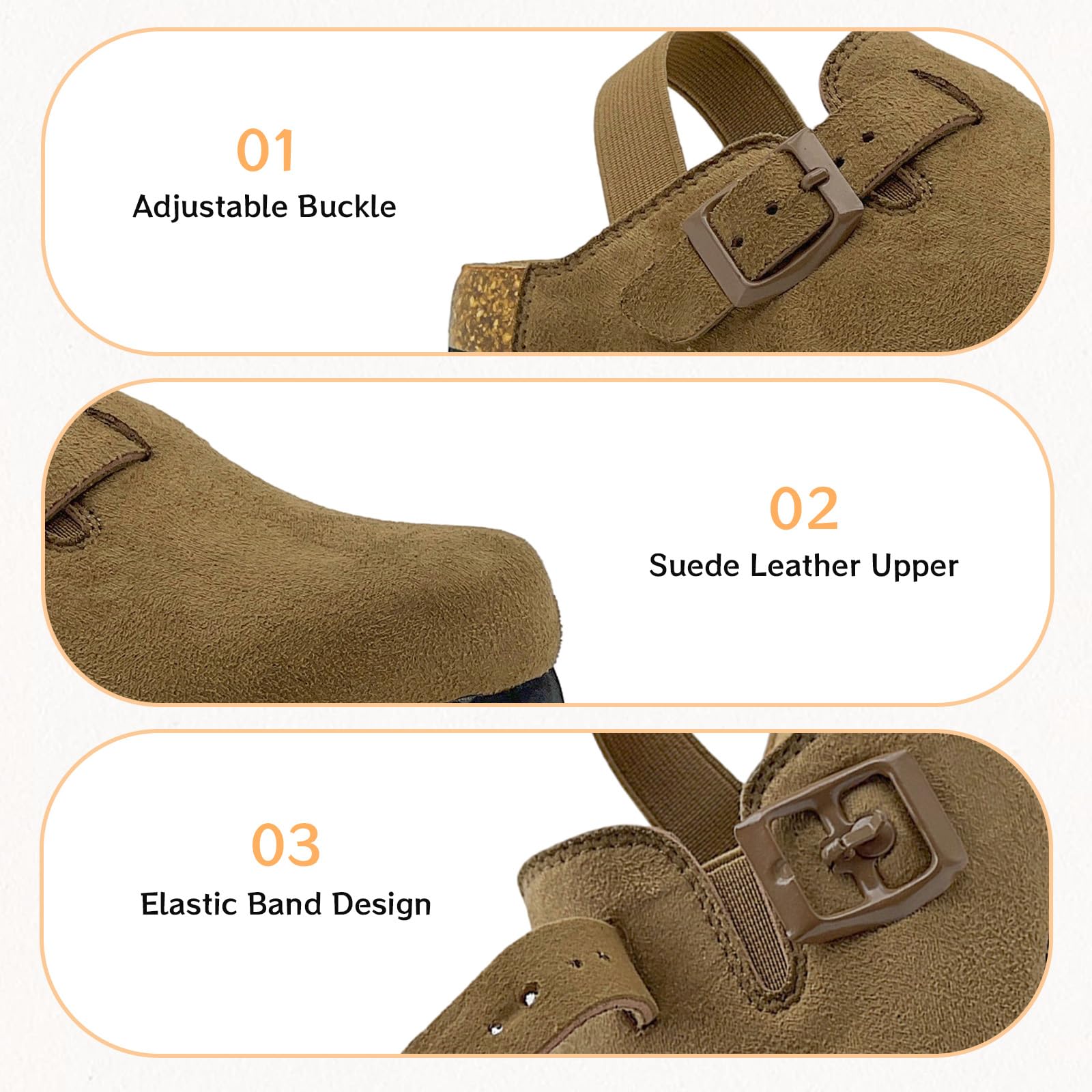 Lumubby Kids Suede Clogs Toddler Clogs Boys Girls Sandals Cork Footbed Indoor Outdoor Cute Sandals Classic Adjustable Shoes Round Toe Anti Slip Soft Footwear Comfortable & Fashionable Lumubby Kids Suede Clogs Toddler Clogs Boys Girls Sandals Cork Footbed Indoor Outdoor Cute Sandals Classic Adjustable Shoes Round Toe Anti Slip Soft Footwear Comfortable & Fashionable