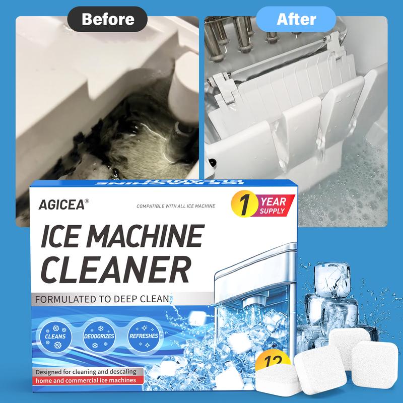 Newly packaged AGICEA 12-piece ice maker cleaner descaling agent, upgraded formula, suitable for household ice maker cleaner, ice machine cleaner