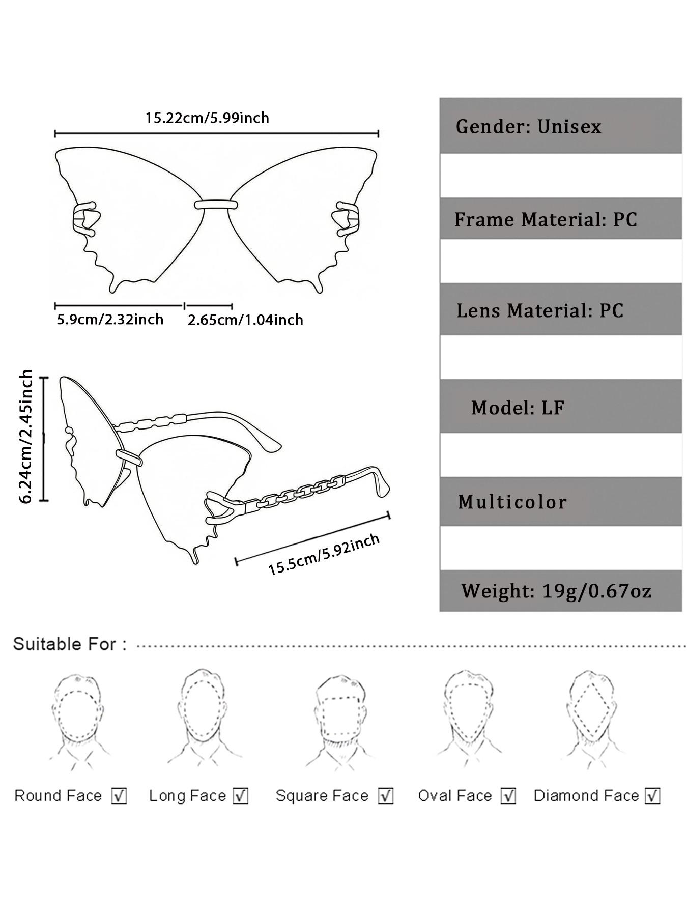 Vintage Halloween Christmas Wedding Birthday Party Butterfly Fashion Sunglasses, Casual Decorative Lenses, All Seasons