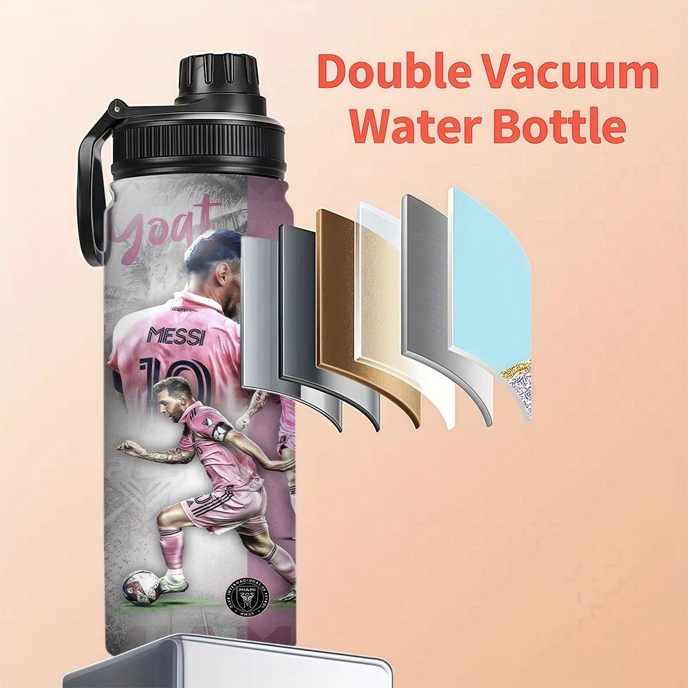 1pc 20/30oz Portable Travel Cup Featuring Dynamic Action Shots of Messi, Large Messi Stainless steel insulated water bottle with Handle, Ideal for Hot & Cold Drinks,tea and cold drinks. It is an ideal gift for fans and at social gatherings
