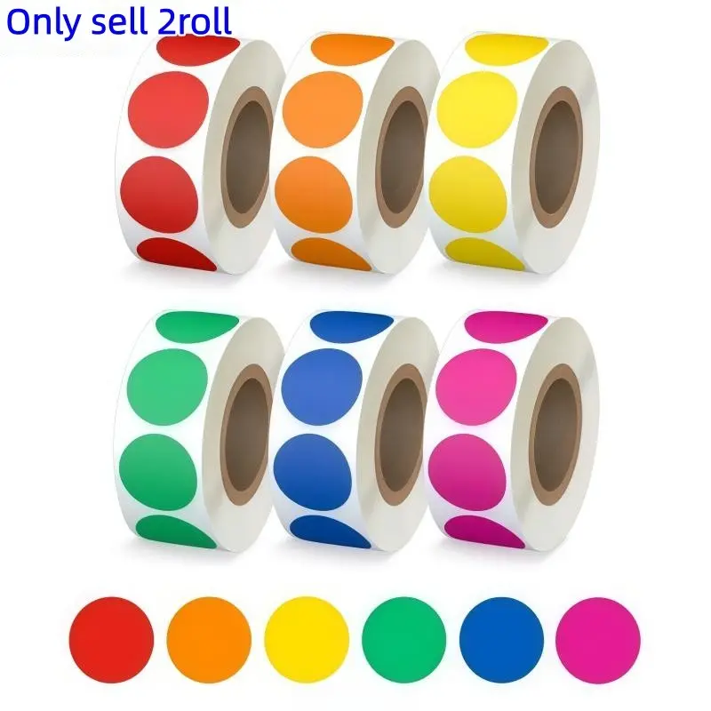 2 Rolls/1000pcs Colorful Dot Stickers, Round Color Coding Labels, Office Supplies, Ideal for Office, School, Home, Festive Decorations