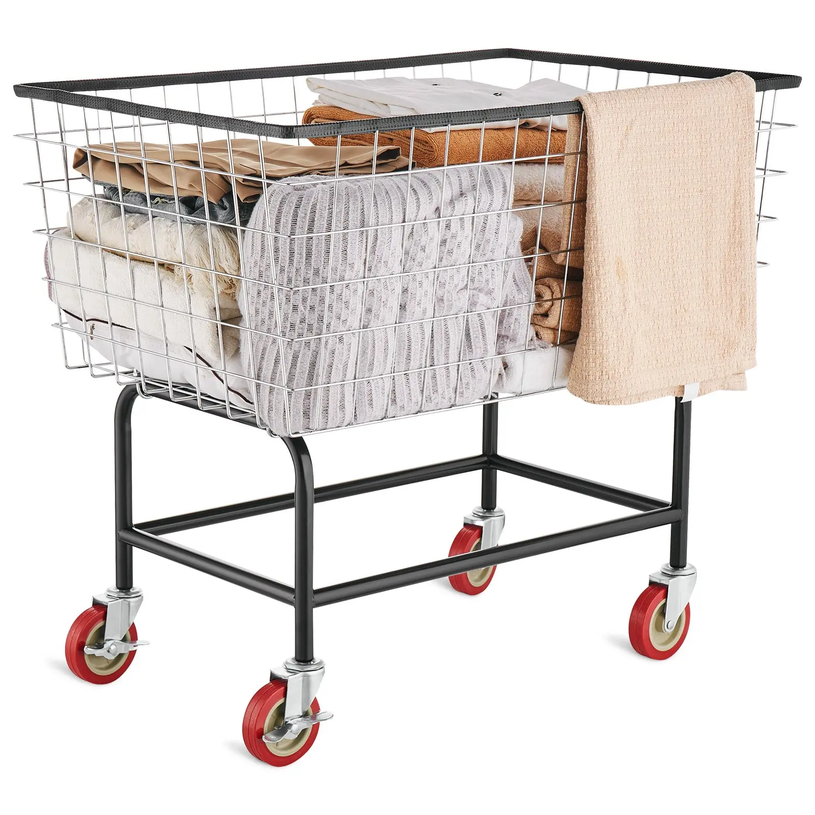 【toolupgrade】VEVOR Wire Laundry Cart, 4.5 Bushel Wire Laundry Basket with Wheels, 35''x15. 7''x22'' Commercial Wire Laundry Basket Cart, Steel Frame with Chrome Finish, 5'' Casters, Wire Basket Cart for Lau
