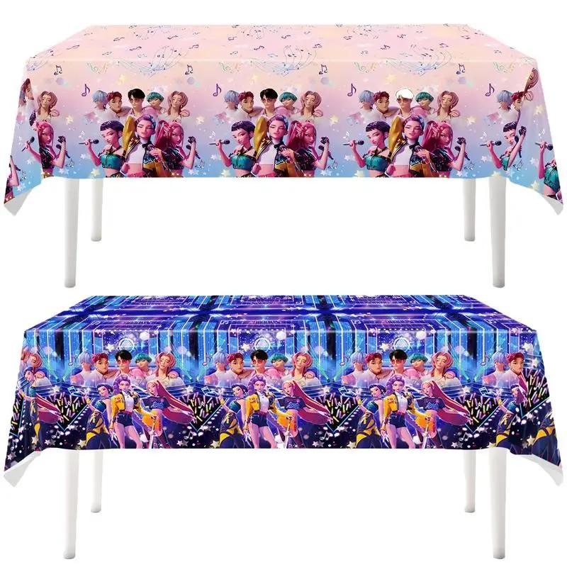 Hunter Girl Party Tablecloth, K-Pop Fan Waterproof Disposable Table Cover, Party Decorations, Birthday & Event Supplies, Perfect Gift