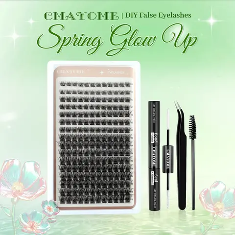 Natural Look Eyelash Extensions, 1 Box Eyelash Set Individual False Eyelashes with Eyelash Tweezers & Glue & Brush, Eye Makeup Enhancement Tool for Women & Girls, Cosmetic False Lashes