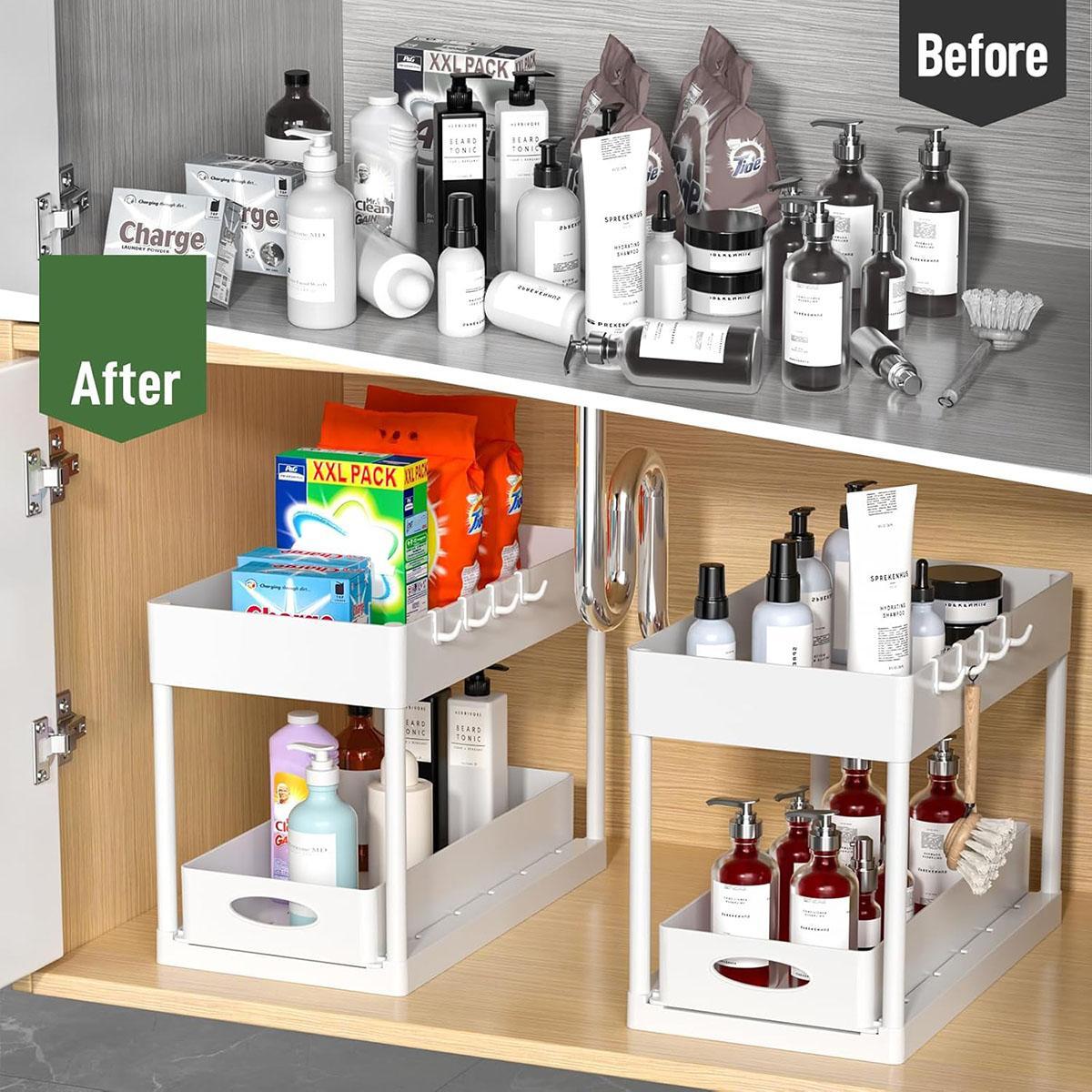 Multi-Purpose Pull-Out Storage Organizers, Under Sink/Cabinet Organizers and Storage for Bathroom & Kitchen