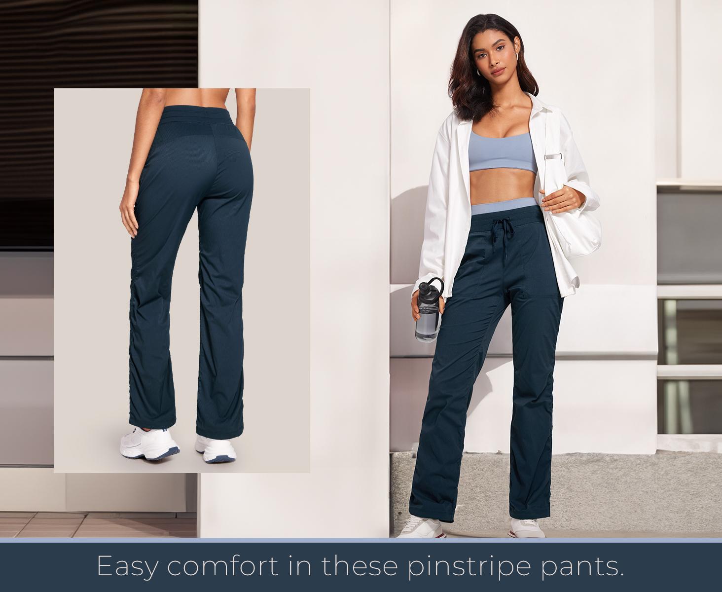 CRZ YOGA Lightweight Straight Leg Workout Pants for Women 28"/30" Casual Ruched Work Gym Athletic Joggers with Pockets
