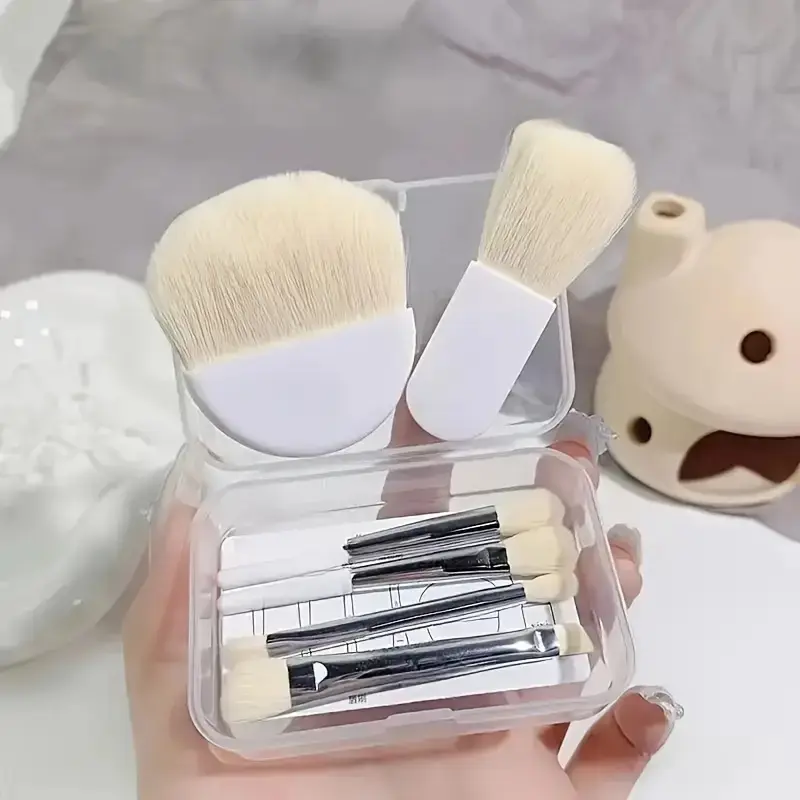 6-Piece Mini Travel Makeup Brush Set, Durable Abs Handle & Soft Nylon Bristles, Perfect for Eyeshadow Blush Foundation Concealer
