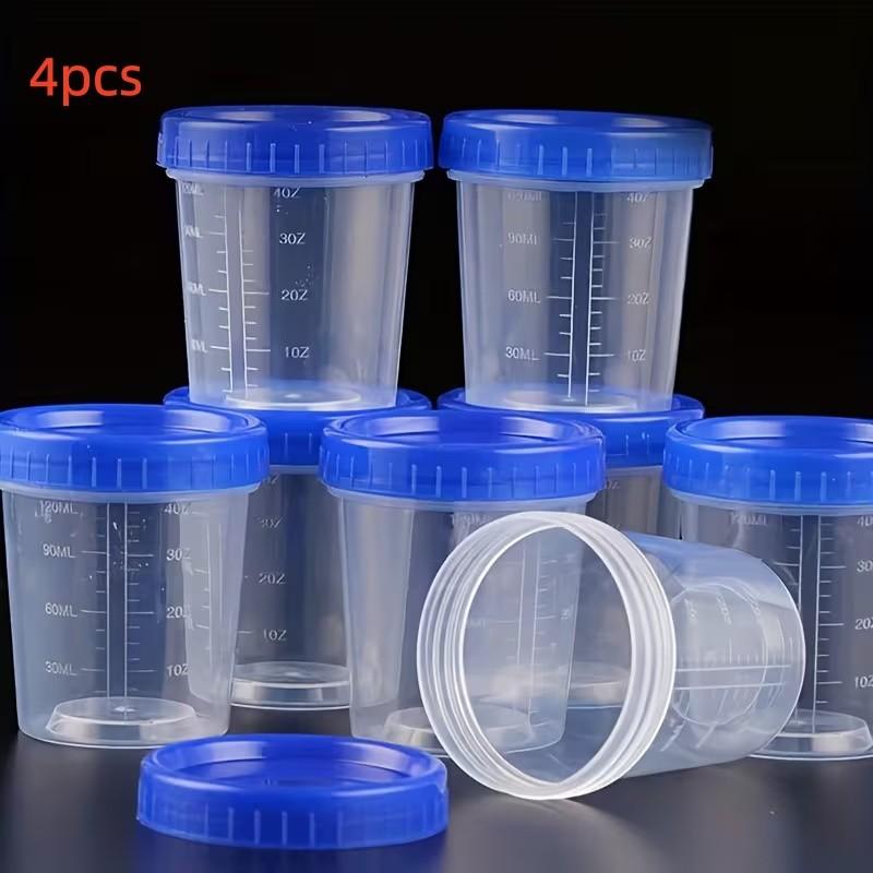 Reusable Plastic Measuring Cups Set, Kitchen Measuring Utensils, Stackable & Freezer Safe, 4-Pack 120ML Containers, Round Storage Jars for Kitchen Use