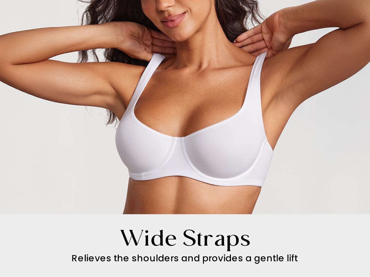 DOBREVA Women's Unlined Balconette Bra No Padded Underwire Supportive Plus Size Smooth Scoop Neck SpringStatements