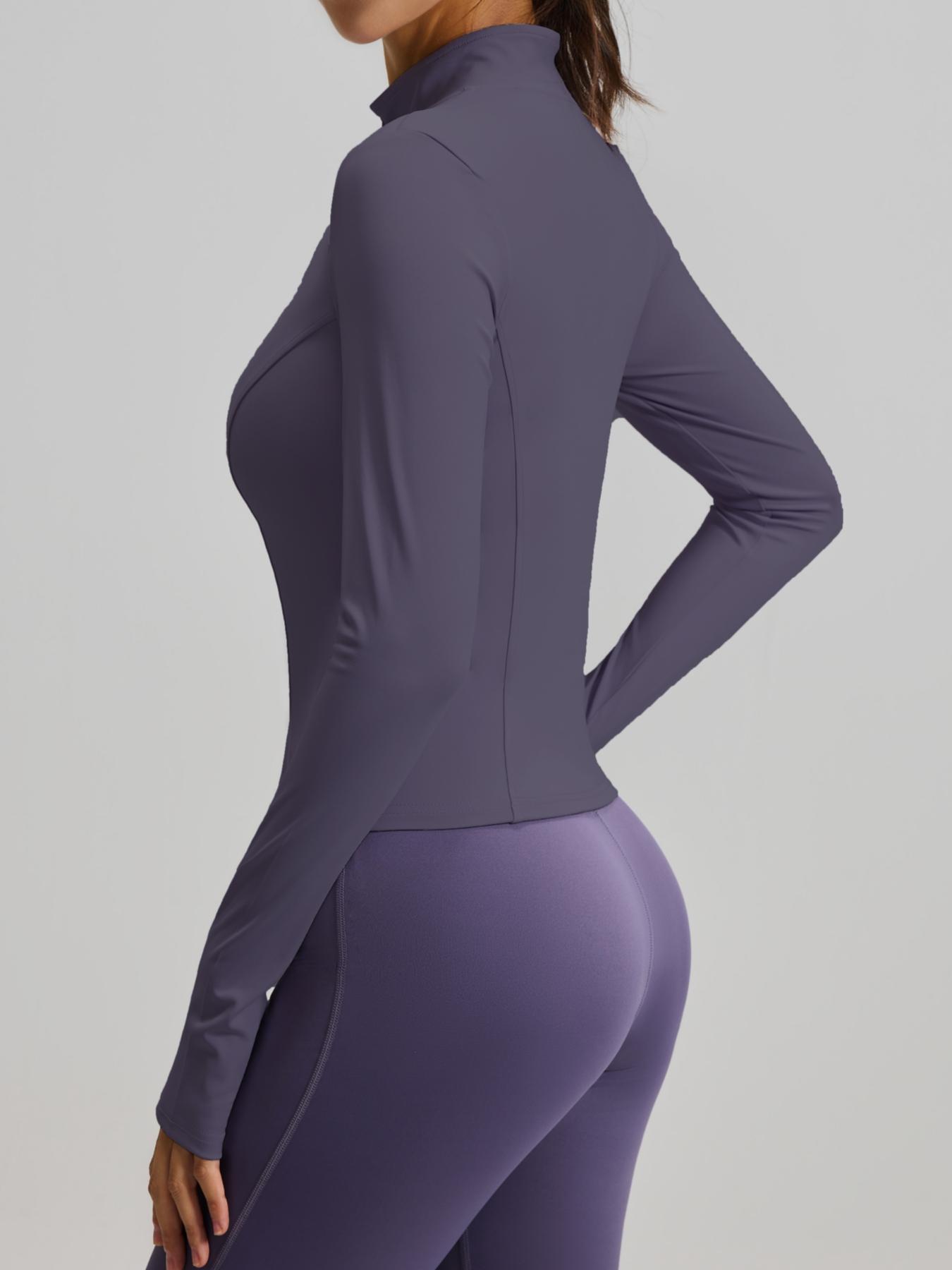 Women's Long Sleeve Yoga Jacket Set, Sports Outerwear, High Neck Zipper Closure, Quick-Dry Fitness Top, Tight-Fitting Sports Wear, Athletic Sports Clothing, 3 Piece Pack