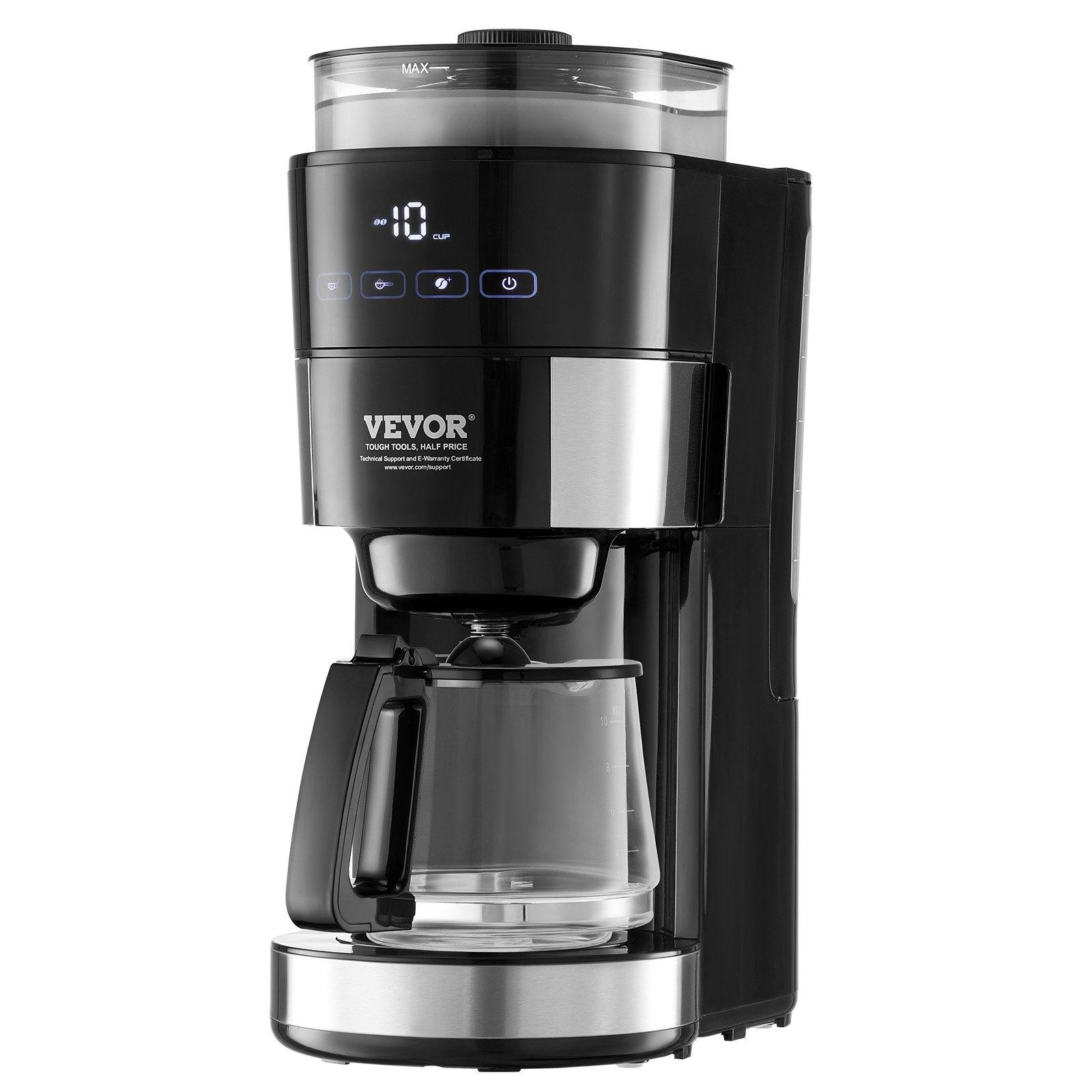VEVOR Coffee Maker with Grinder, 10 Cup Coffee Machine, Grind and Brew Coffee Maker with 3 Brew Strength Control, Drip Coffee Maker with Adjustable Grinding Coarseness, for Home Office Restaurant VEVOR Coffee Maker with Grinder, 10 Cup Coffee Machine, Grind and Brew Coffee Maker with 3 Brew Strength Control, Drip Coffee Maker with Adjustable Grinding Coarseness, for Home Office Restaurant