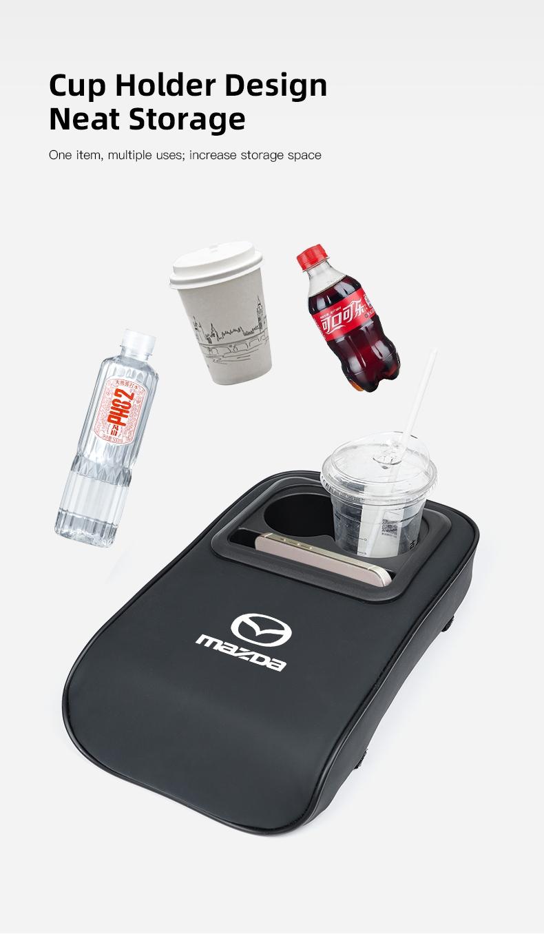Car Center Console Armrest Pad, Car Armrest Box Mat, Car Armrest Box Cup Holder,For Mazda 2 6 CX-5 CX-80 CX-70 CX-90 MX-30 CX-60 CX-50 CX-30 BT-50 e-TPV CX-3 CX-8 ATENZA CX-9 CX-7 MX-5 Mazda 5 3 RX-8