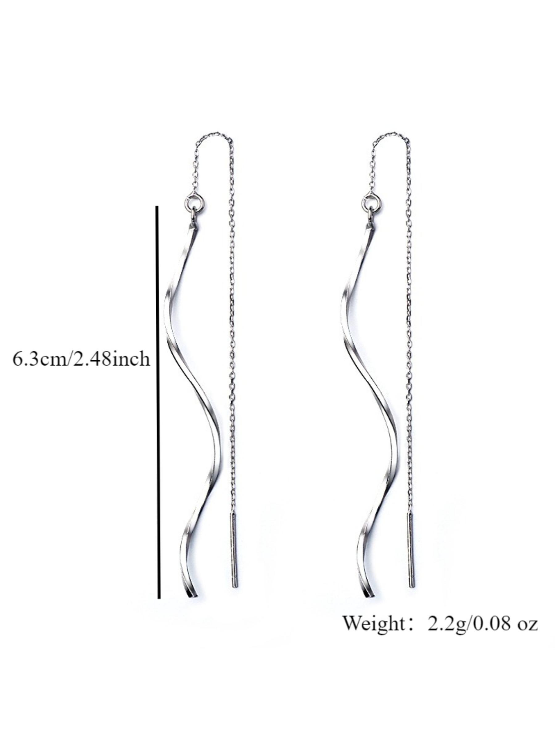 K-style Wavy Ear Line for Women, Elegant Long Earrings, New Trend 2026, Fashionable 18K Gold, Face-Slimming, Luxurious, Perfect for Dates