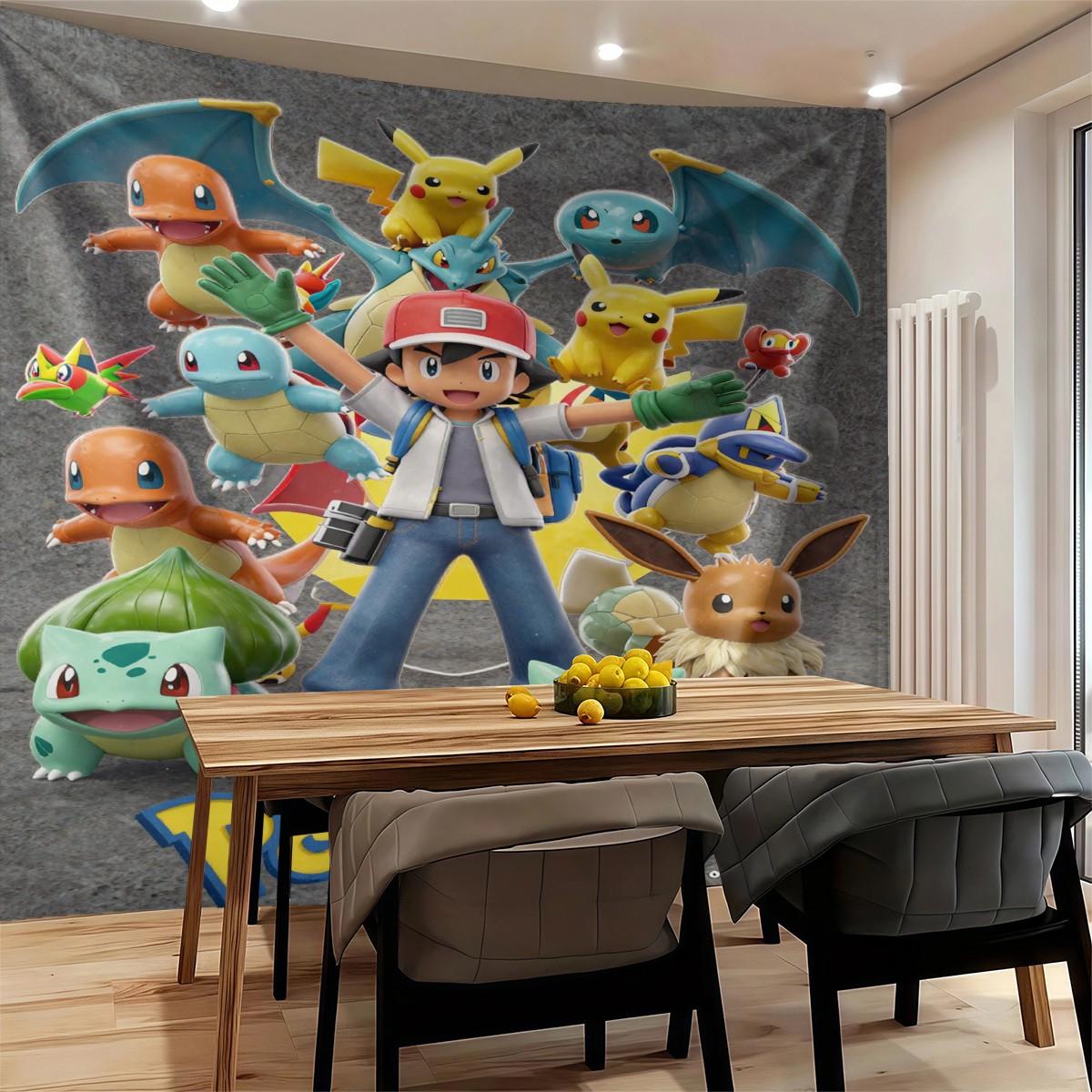 Pokémon Pattern Tapestry, Stylish Room Flag, Unique Wall Art For Living Room And Bedroom, Soft And Durable For Kids And Adults Daily Holiday Birthday Gift Bedroom Decoration