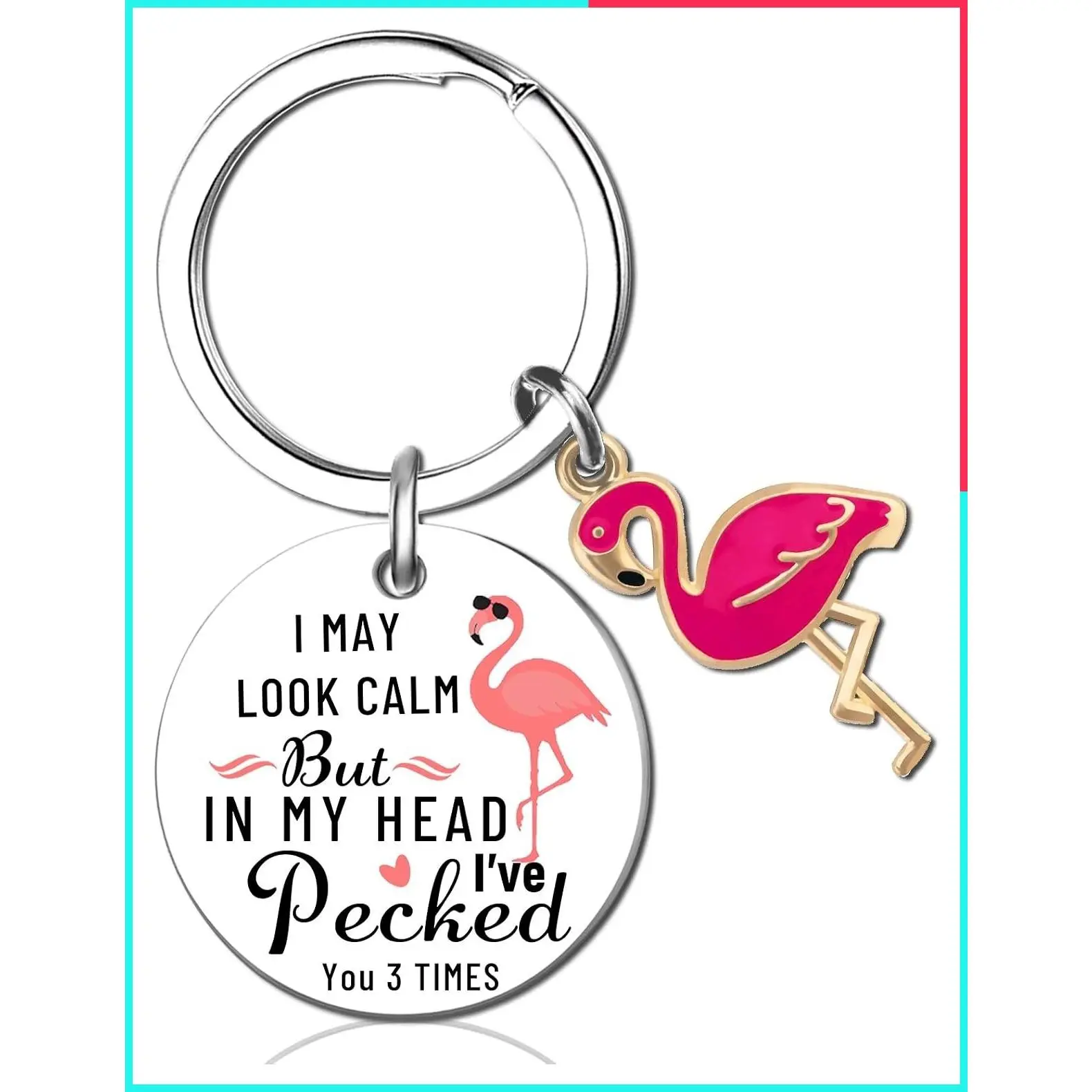 Pink Flamingo Keychain for Women, Funny Sarcastic Flamingo Decor Gift for Birthday Christmas Valentines Day