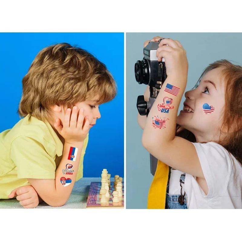 5 sets/10 national flag tattoo stickers, temporary stickers for fans' parties of world football, national flags, marathon events, etc