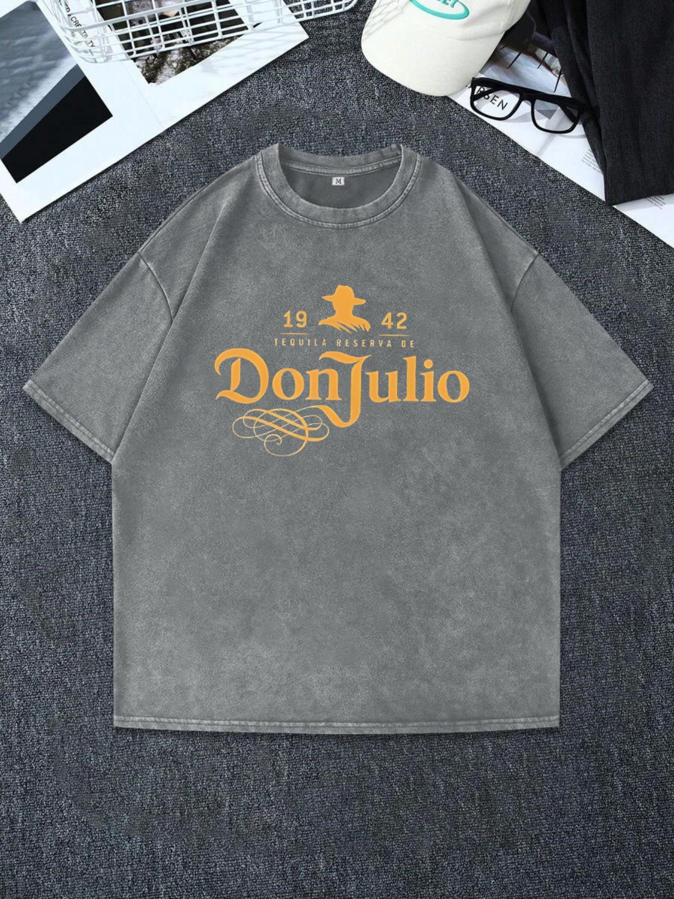 Men's Vintage Graphic Print Round Neck Tee, Regular Fit Casual Short Sleeve T-shirt, Men's Summer Top for Daily Wear, Tropical, Cotton