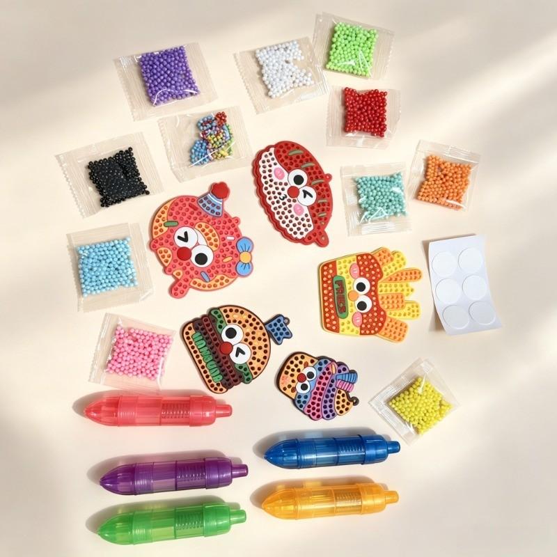 DIY Bead Craft Kit, Cartoon Food Shape, Creative Refrigerator Magnet Keychain, Parent-Child Interactive Craft Materials Pack, Diy Beads Kit