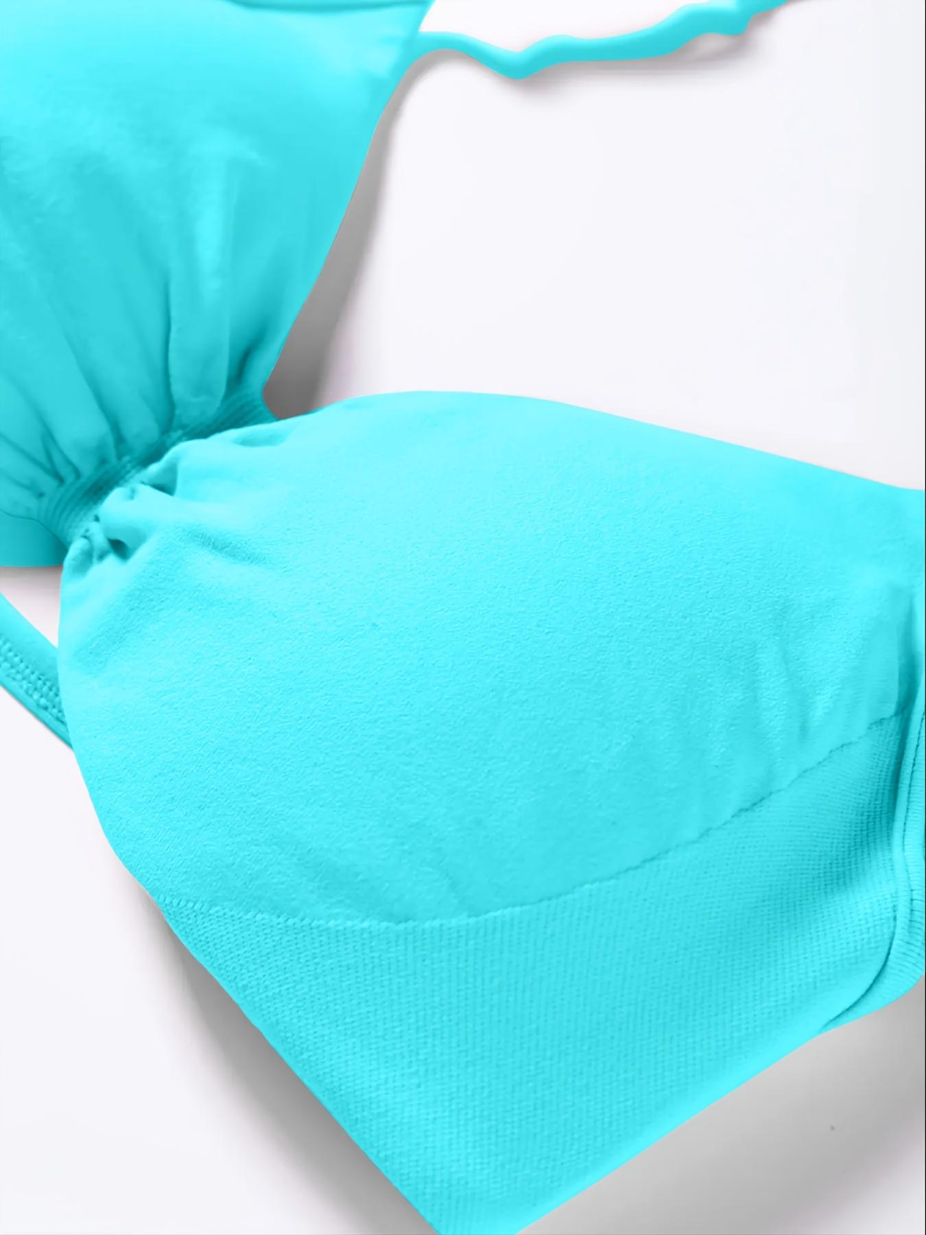 3-piece women's halter-neck, solid color high-elastic nylon backrest fitness bra, body-shaping and comfortable underwear, Breathable Sports Bra