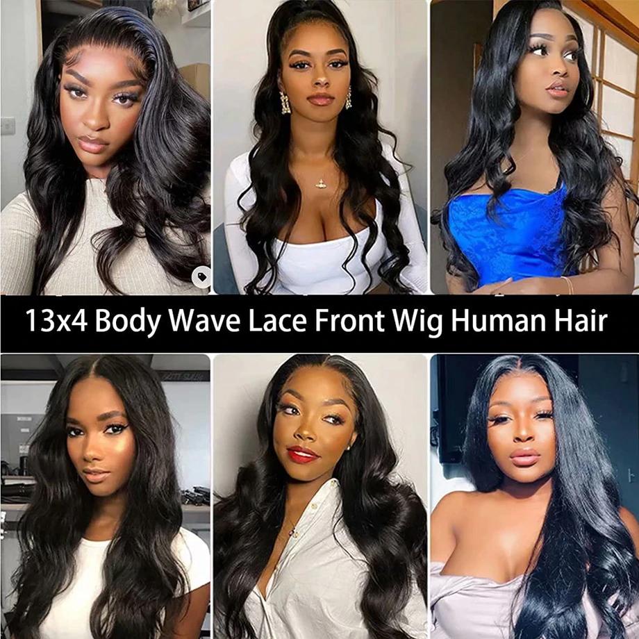 4x4 Body Wave Lace Closure Wig Human Hair 180% Density Brazilian Lace Front Hair Wigs VIrgin Hair