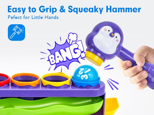 Hahaland 2 in 1 Pound Ball Toy & Car Ramp Race Track，Toddler Toys for 1 Year Old Boy，Learning Early Developmental Montessori Toys for 2 Year Old Christmas Birthday Easter Gifts Stocking Stuffers