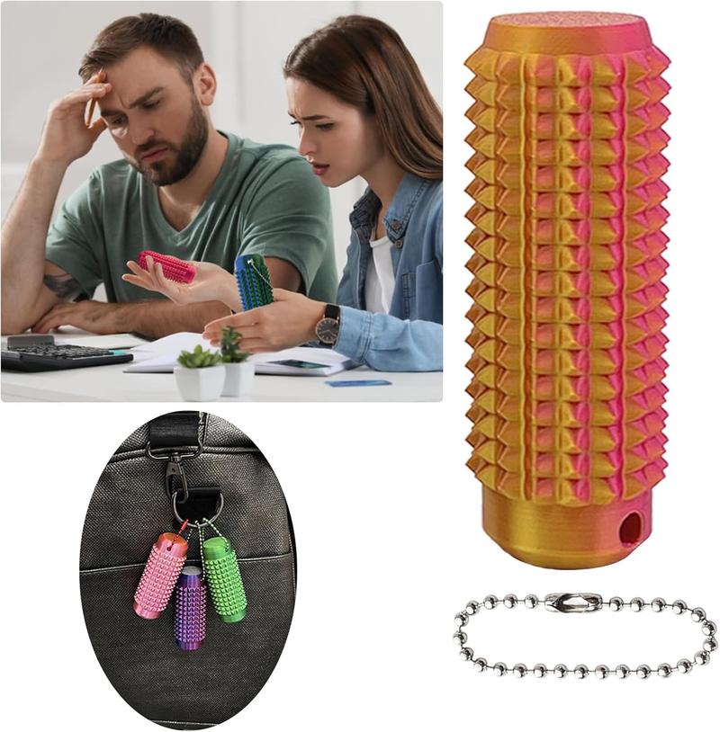 Little Ouchies Fidget, Pocket Mini Fidget Toy, Spiky Grippie Stim Keychain, Venting Key Pendant for AnxietyRelief Positive, Novelty Gifts for Friends Unique Design Tactile Experience Roller Shape Portable Fun Emotional Support
