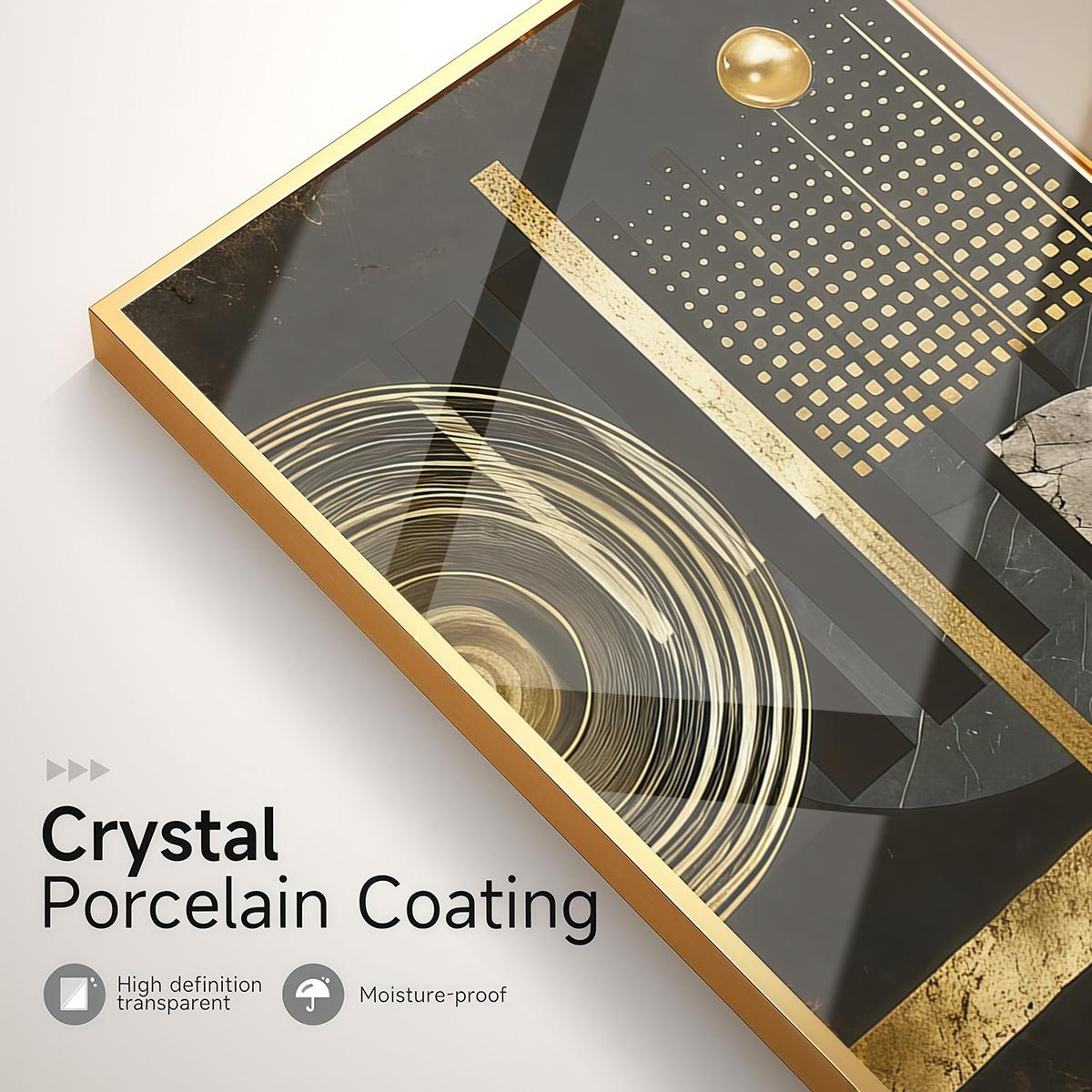 3 Counts Aluminum Alloy Framed Painting, Abstract Geometric Gold And Black Art Pictures, Home Decoration For Living Room, Bedroom, Office, Restaurant, Hallway Wall Decor, Odorless Print Artwork, Luxury Perfect Gift For Friends And Family