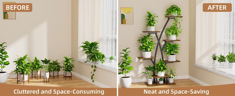 Plant Stand Indoor with Grow Lights - 7 Tiered Plant Shelf Indoor, Corner Plant Stands for Indoor Plants Multiple, 42" Metal Plant Shelves, Plant Flower Holder Display Rack for Home Patio Balcony