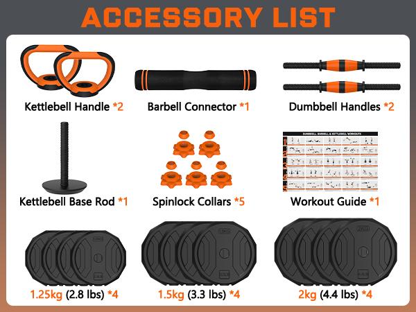 Bearbro 44lb/66lb/88lb 4-in-1 Adjustable Dumbbells Set Free Weight Set with Connector Used as Barbell, Kettlebells, Push up Stand, Fitness Exercises for Home Gym Suitable Men/Women,dealsforyoudays