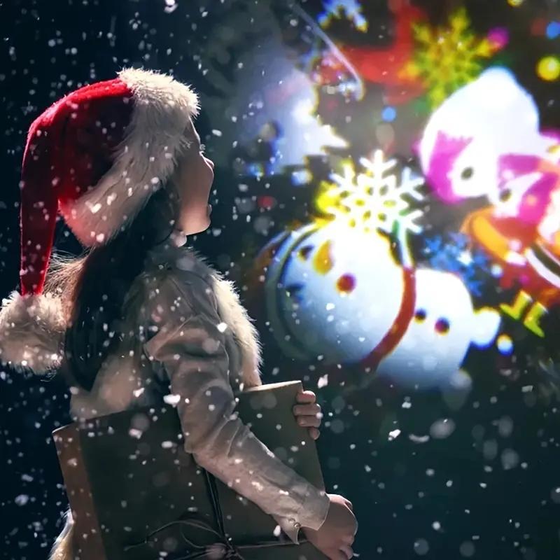 20 types of Christmas projection lights, holiday lighting display projector dynamic patterns, USB power supply, 270 degrees, suitable for courtyard, Christmas, New Year, Halloween, Thanksgiving, fence, house decoration lighting, Outdoor Landscape Lighting