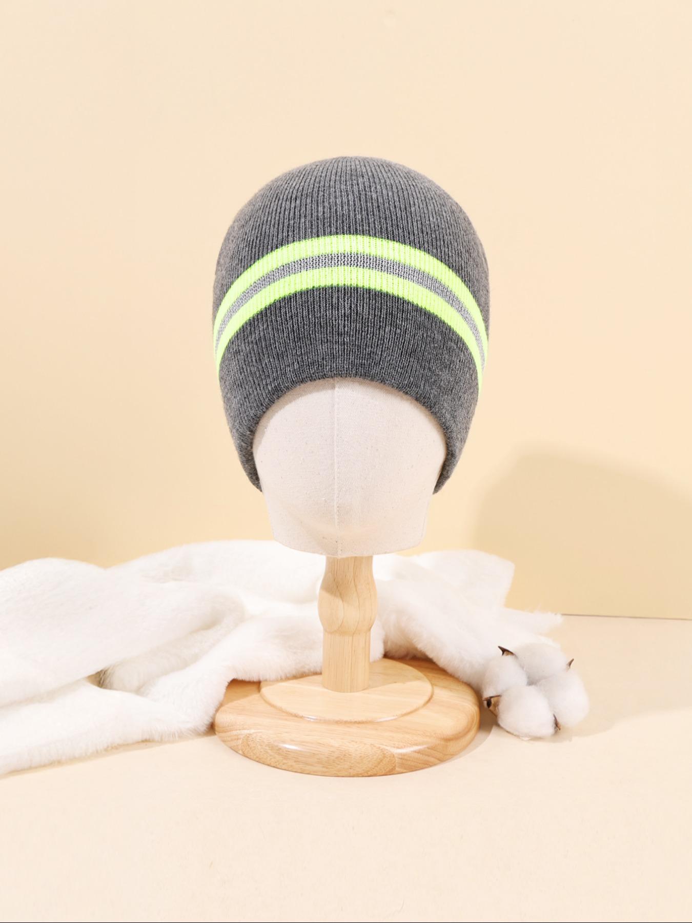 Cold Weather Beanie with Reflective Strips, Fitted Stripe Design for Men & Women, Ideal for Running Hiking Cycling, Fall/winter Essential