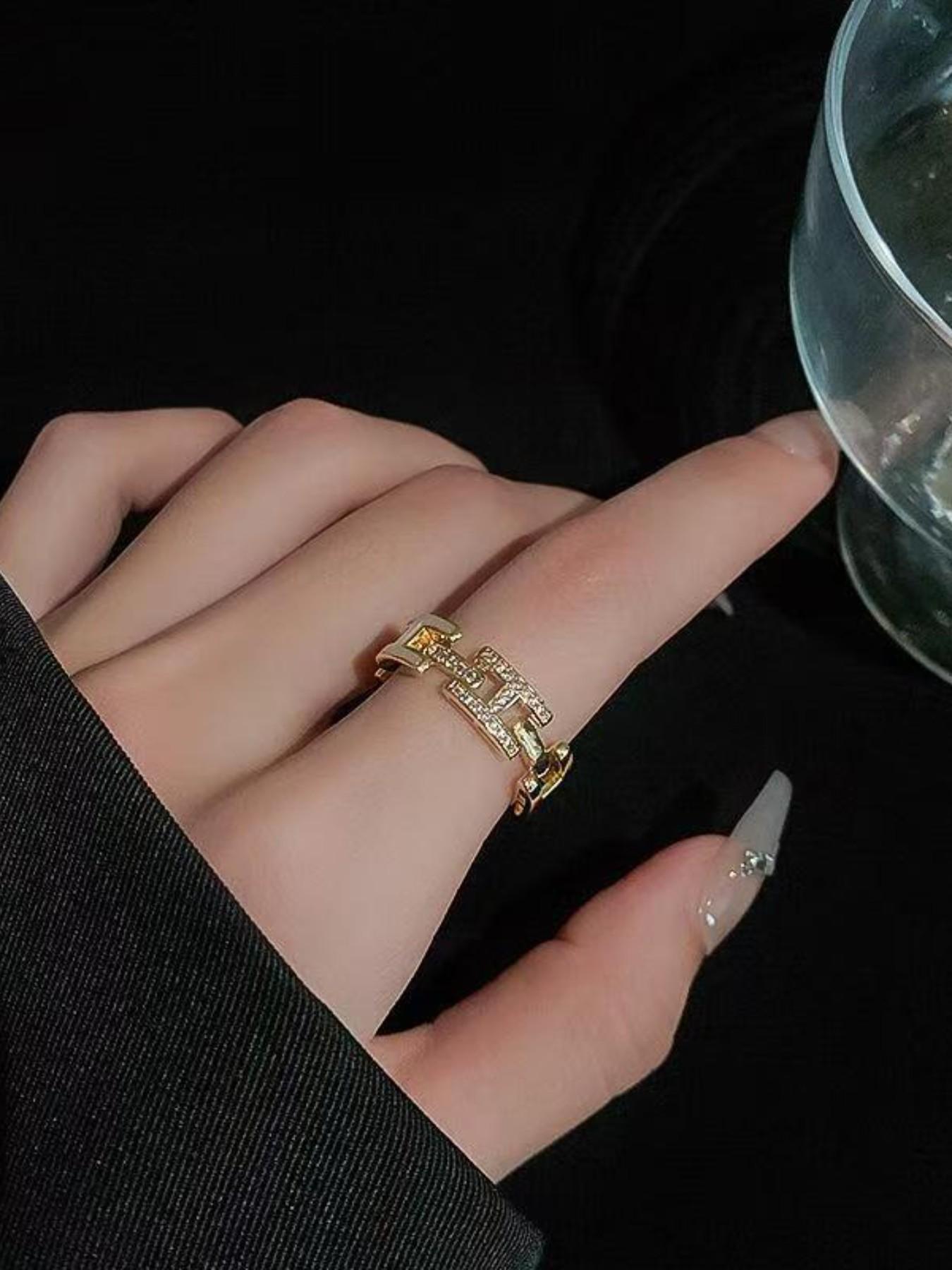 Fashionable Rhinestone Ring Set, Daily Wear Stackable Design, Perfect Gift for Students, Elegant Girls' Accessory