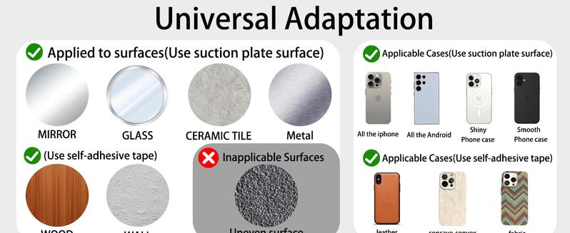 2pcs Double-Sided Phone Suction Mount,Round Silicone Suction Cup Phone Holder,Phone Case Self-Adhesive Phone Sticky Grip for Mobile Devices