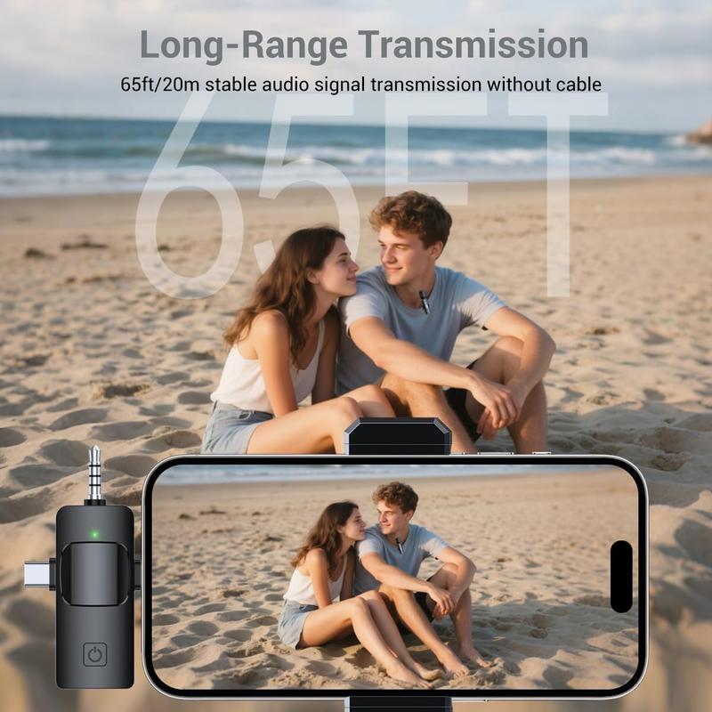3-In-1 Wireless Lavalier Microphone for iPhone, Android, PC, USB-C, Noise Cancelling Lapel Mic for Interviews, Videos, Podcasts, Conferences, Wireless Mic Receiver