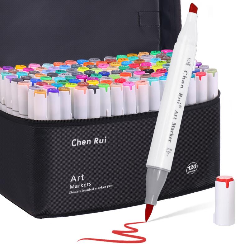 48/60/80/120/168 Colors Alcohol Markers Set, Marker Pen Set, With Bleeding-Proof Drawing Mat, Brush&ChiselDual Tips Art Markers for Coloring,Sketching,Card Making and DIY Patinting-for Adults and Students -Refillable