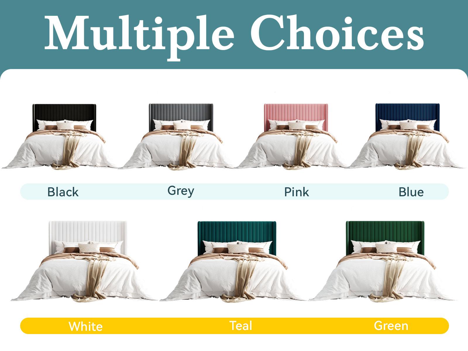 HOOMIC Modern Velvet Upholstered Platform Bed Frame【Frame Only No Mattress】Vertical Channel Tufted Wingback Headboard with Wooden Slat Platform,No Box Spring Needed,Twin/Full/Queen/King