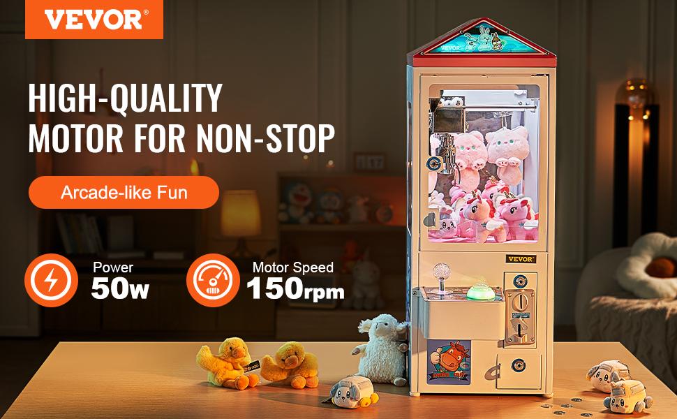 VEVOR Claw Machine, 0-3 Jaw Diameter 0-5 Jaw lifting, Crane Prize Grabber Commercial Arcade Game Toys, Cool Fun Grab-And-Win Machine w/ Light and Sound, Dispenser Vending Toy For Kids, Boys Girls