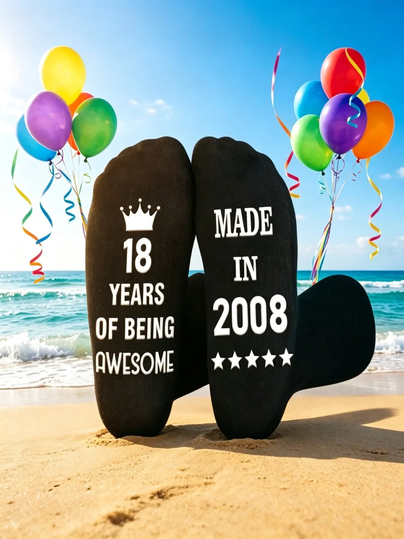 1 Pair 18th Birthday Novelty Socks, Men's Unique Socks, Adult Gift Sports Socks, Perfect for Teens, Fun Christmas Gifts, Thanksgiving Presents