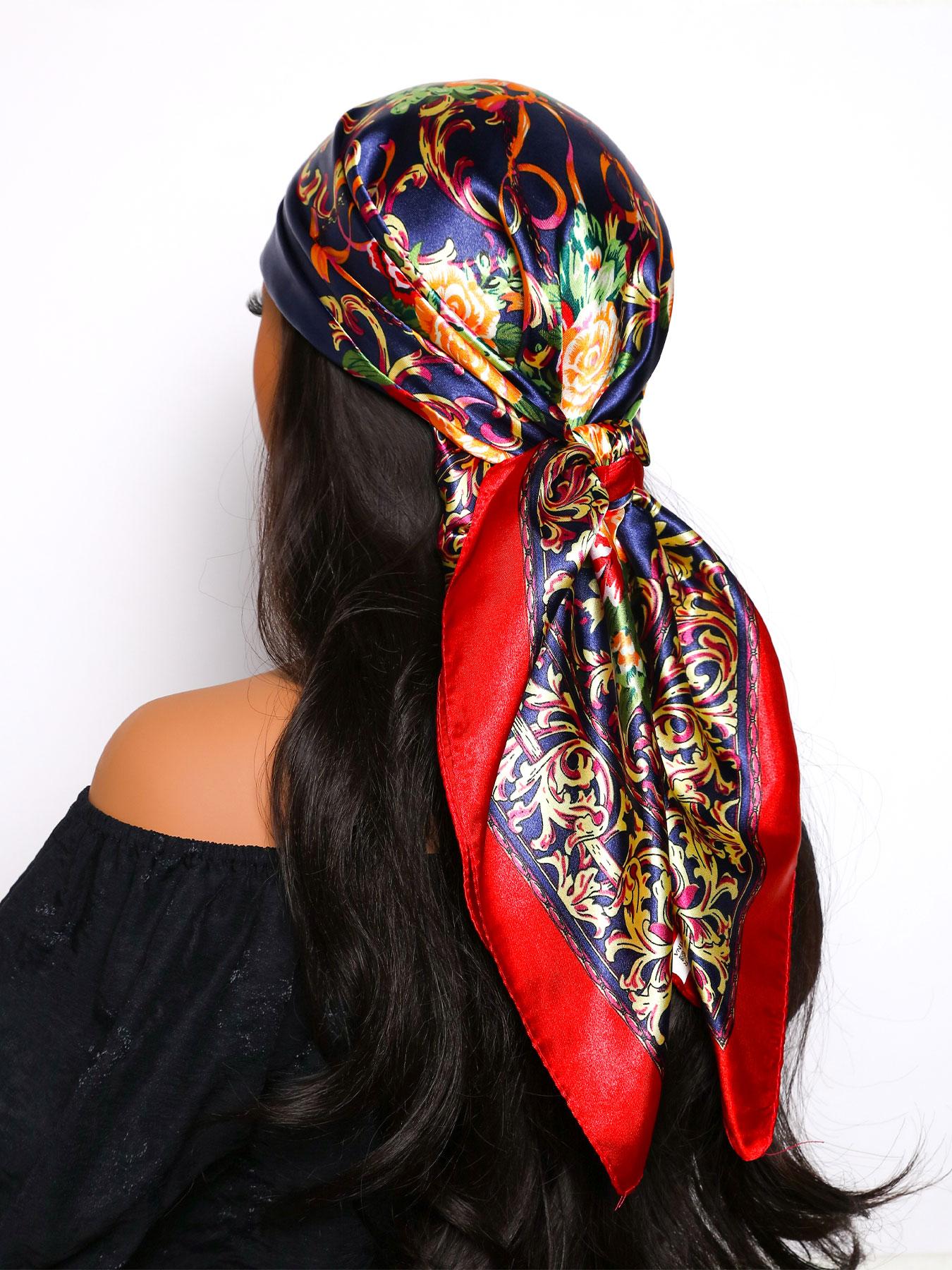 Women's Elegant Ditsy Floral Print Square Scarf, Casual Soft Comfortable Shawl for Daily Wear, Fashion Accessories for Women & Girls